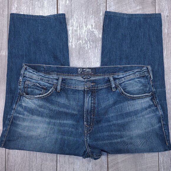 Silver Jeans Mens Hunter Athletic Fit Tapered Size 42x27 Blue Denim Mid Rise - Picture 2 of 8